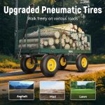 Steel Garden Cart, 2-in-1 1400 lbs Heavy Duty Utility Wagon, with Removable Mesh Sides to Convert into Flatbed, 240 U-Turn 13" Pneumatic Tires Garden Wagon for Farm Yard Lawn Garden Camping - Image 28