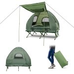 5-in-1 Tent Cot 2-Person Portable Outdoor Camping Tent Combo with Air Mattress Sleeping Bag & Sunshade - Image 2