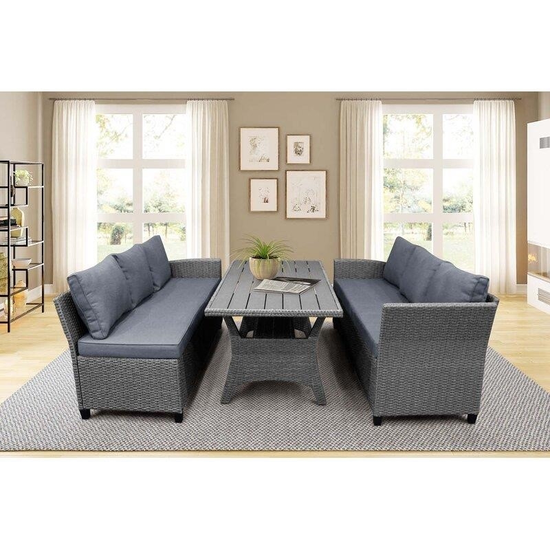 F1DB5BEE-F20D-7E28-EE6C-D0C1C5D5D130 Bromford Rectangular 35.4'' Long Dining Set with Cushions - Image 1